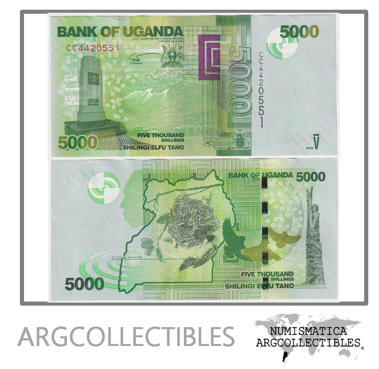 Uganda Billete 5 000 Shillings 2019 P 51 UNC Argcollectibles