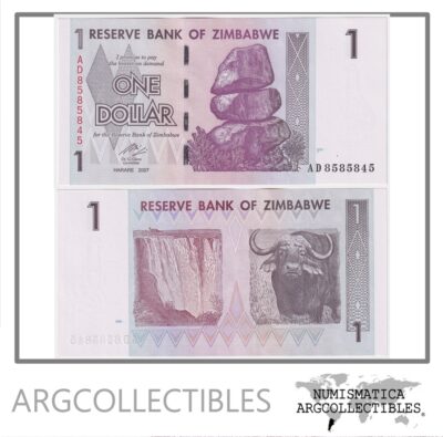 Zimbabwe Billete 1 Dolar 2007 P 65 UNC Argcollectibles