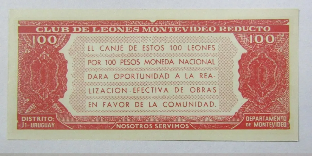 Uruguay 100 Leones 1967 Bono Club Leones Montevideo Unc – Argcollectibles