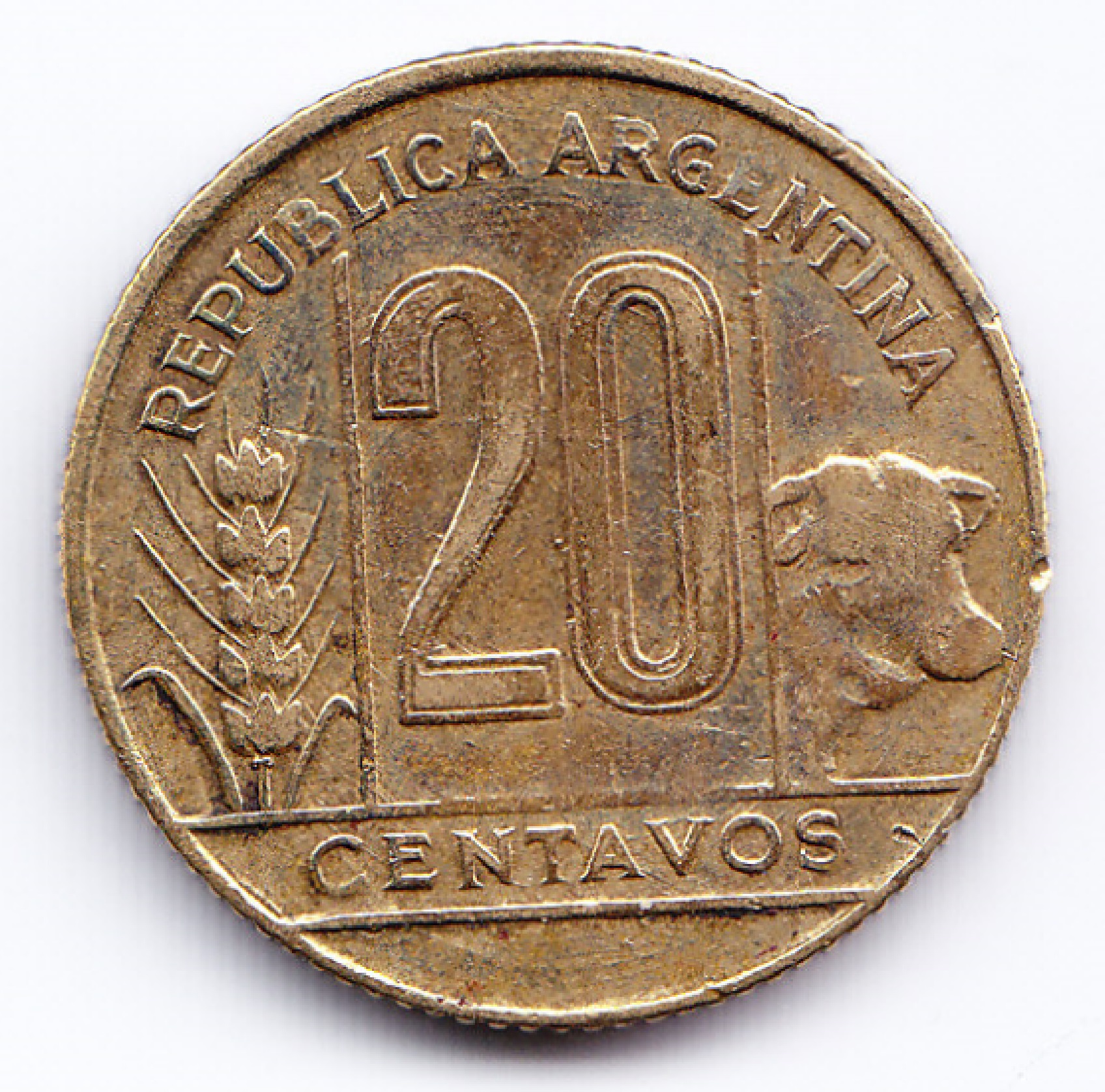 Argentina Moneda Nacional 20 Centavos 1949 Bronce Vf Argcollectibles 3966